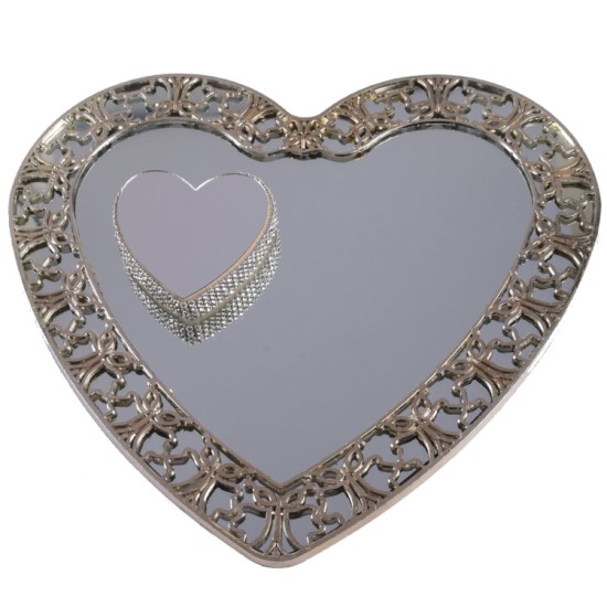 Silber Spiegelglas Verlobungstablett mit rundem Ring Platz ca. 25 cm - MT0056 - Mytortenland